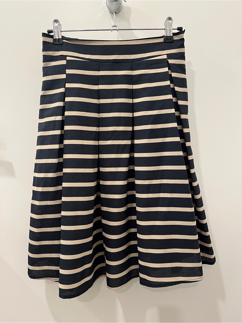 Striped Circle Skirt in Navy and Cream
